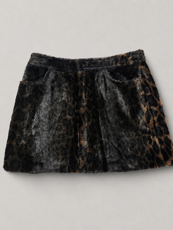 Betsey Johnson Dresses & Skirts - Betsey Johnson Faux Fur Leopard Print Mini Skirt - Black/Brown